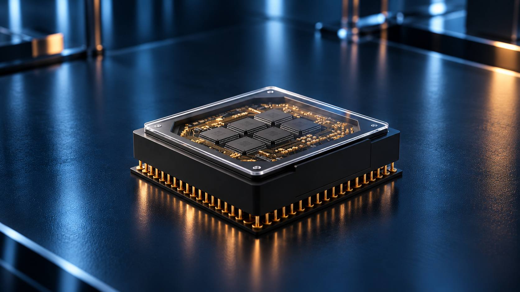 Precision ASIC package with gold contacts prepared for reliability qualification